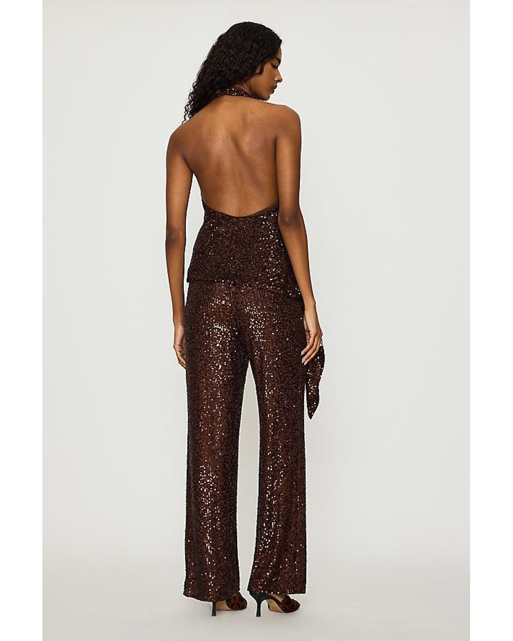 Bardot Brown Melanie Halter Sequin Top