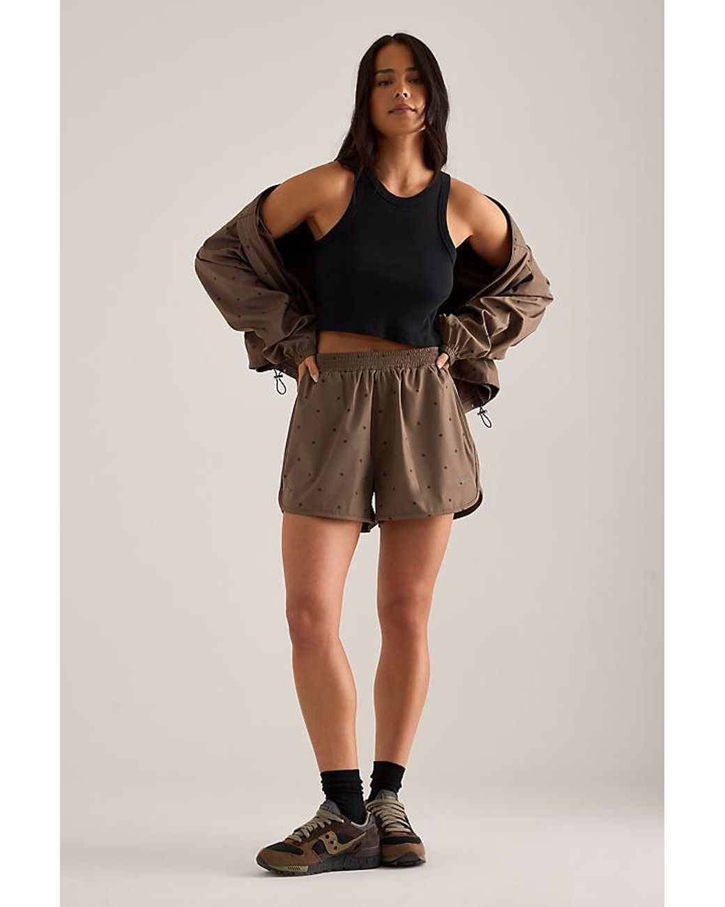 4th & Reckless Black Haven Polka Dot Runner Shorts
