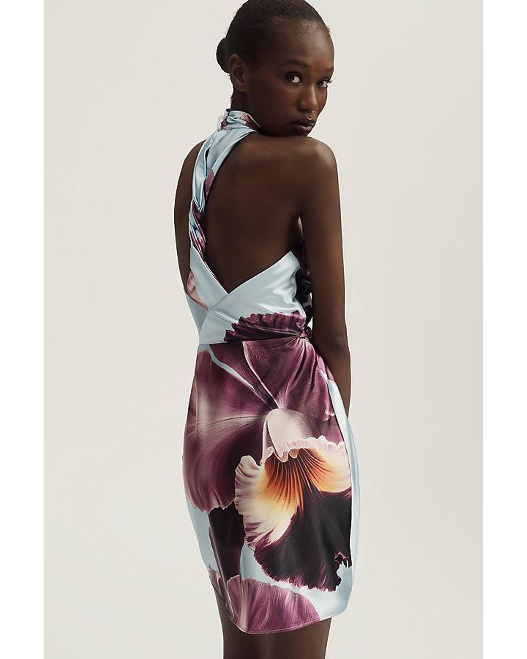 Maeve Multicolor Floral Halter Wrap Mini Dress