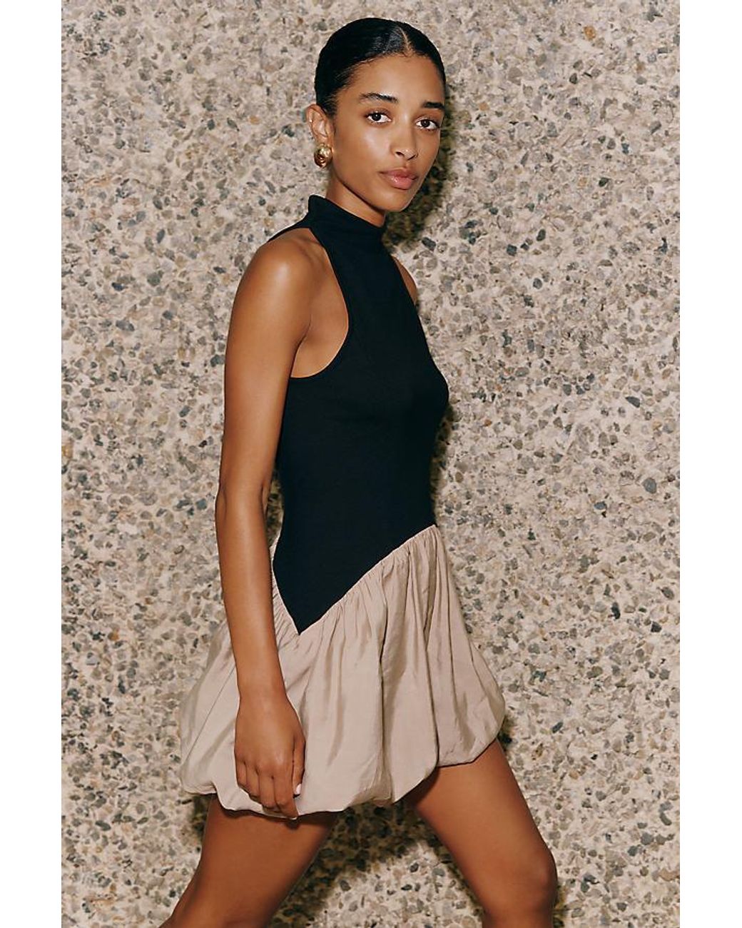 Maeve Brown Twofer Bubble Mini Dress
