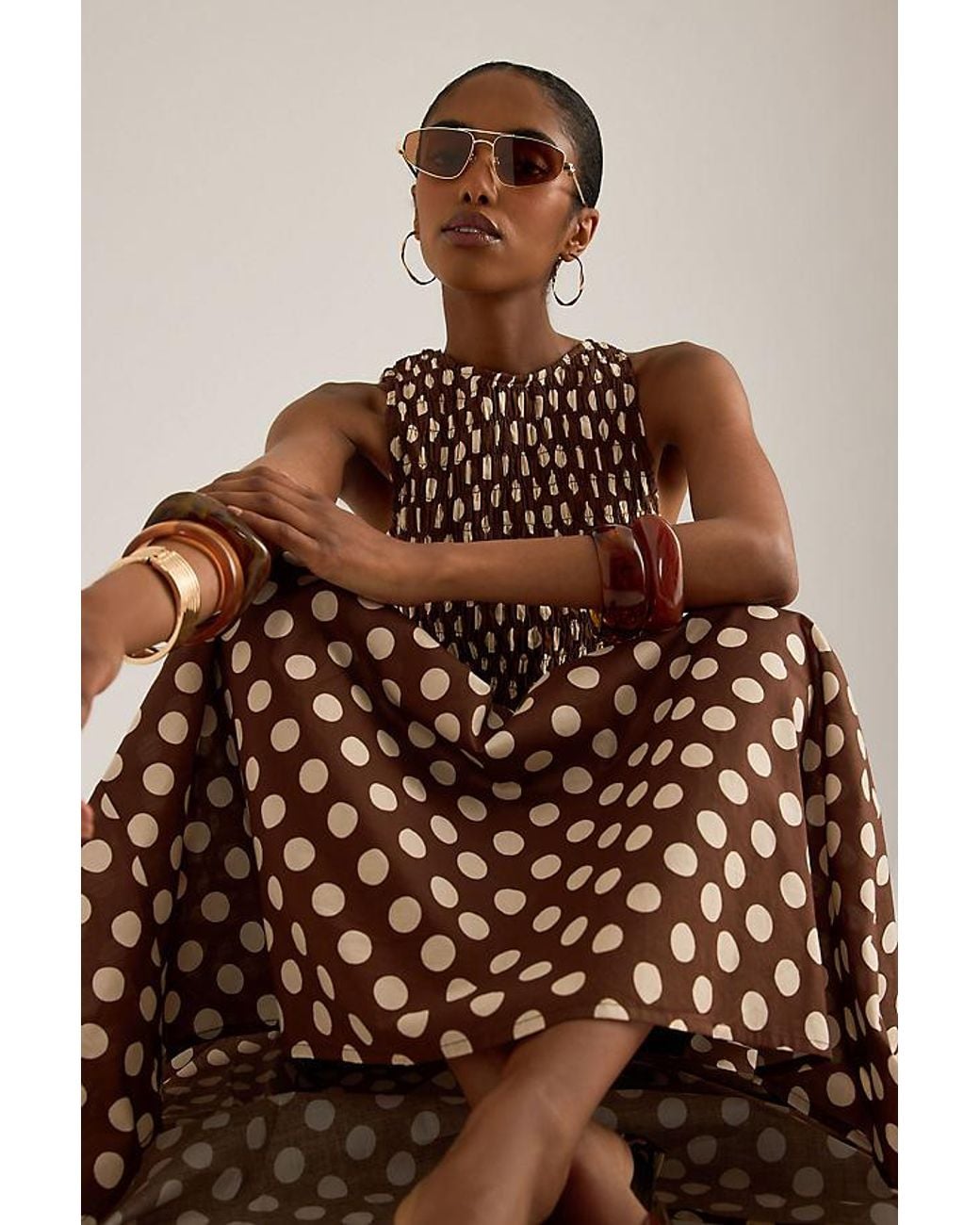 Faithfull The Brand Natural Luisa Smocked Maxi Dress