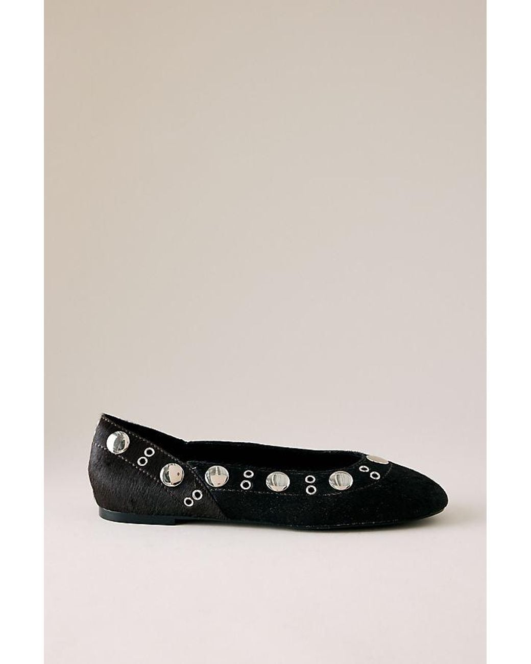 Bibi Lou Black Faux-Pony Fur Ballet Flats