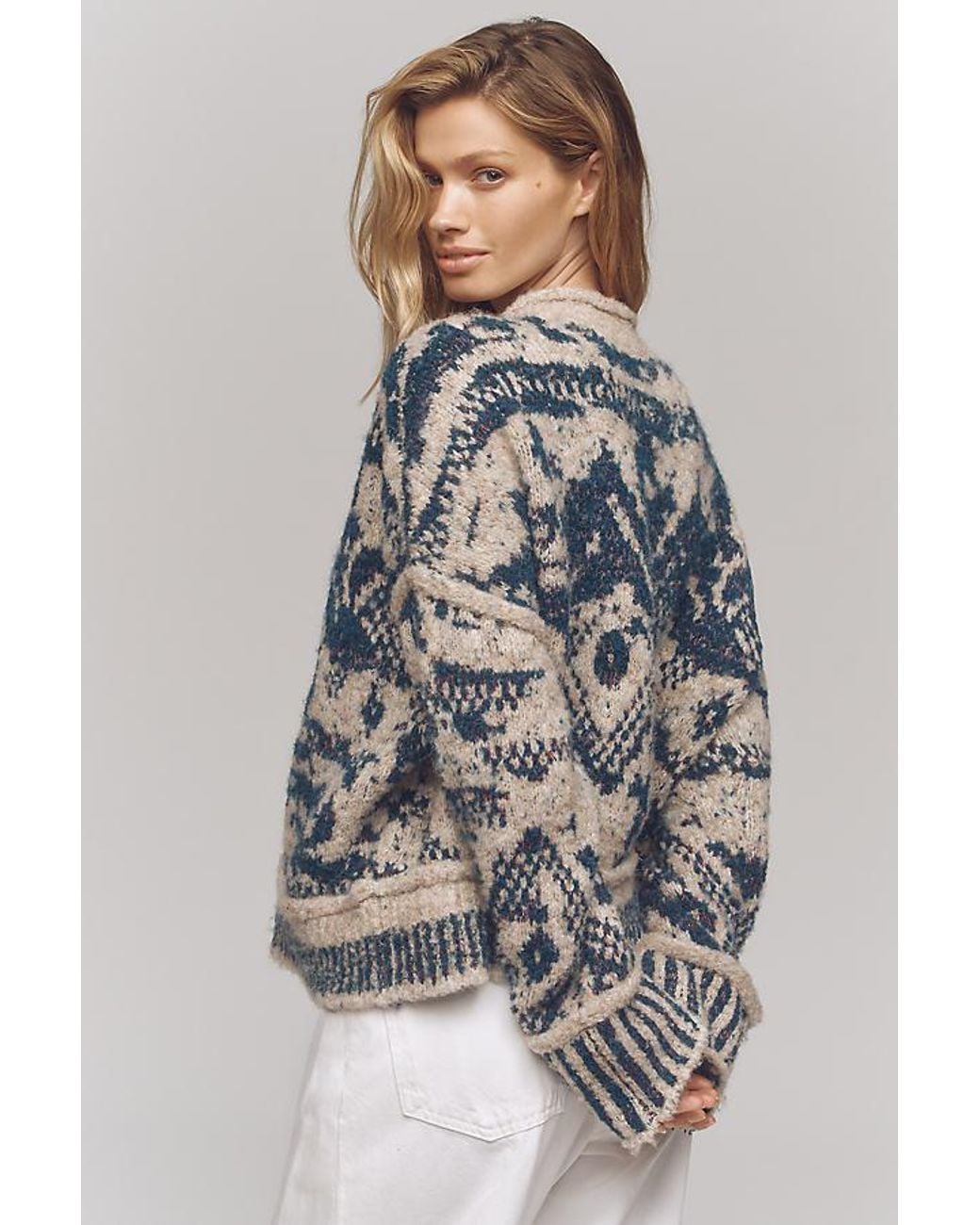 Pilcro Gray Relaxed Roll-Neck Jumper
