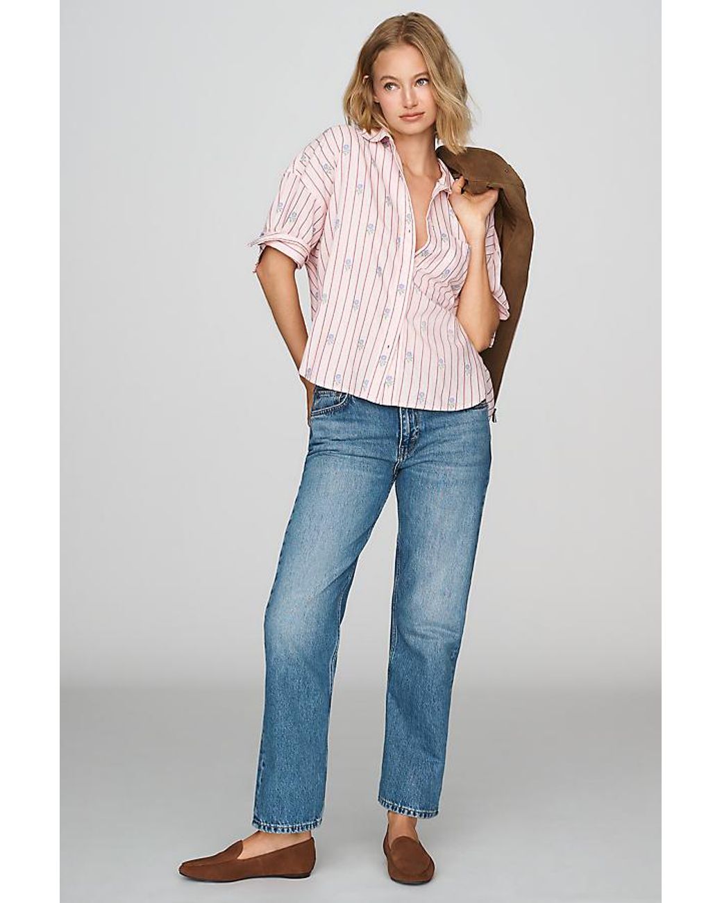Maeve White The Mabel Boxy Oxford Shirt By