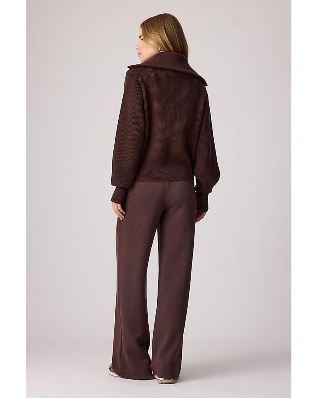 Varley Brown Enrico Zip-Front Knit Jacket