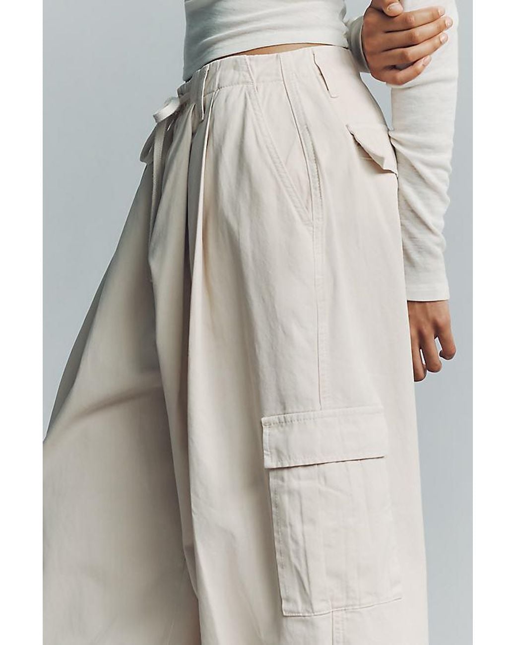 By Anthropologie Gray 100% Cotton Parachute Cargo Pants