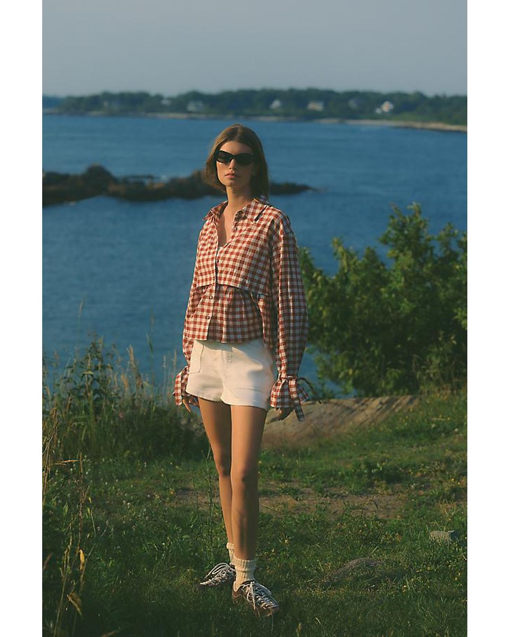 Maeve Blue Long-Sleeve Swing Top
