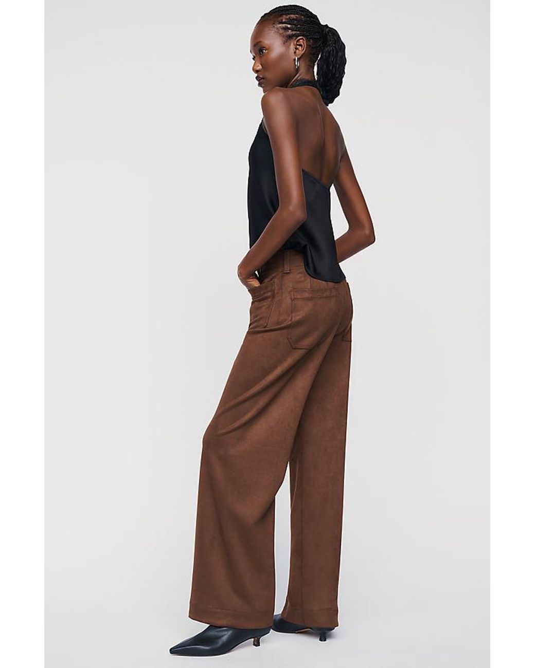 Maeve Brown @Merricksart X Faux-Suede Full-Length Colette Trousers