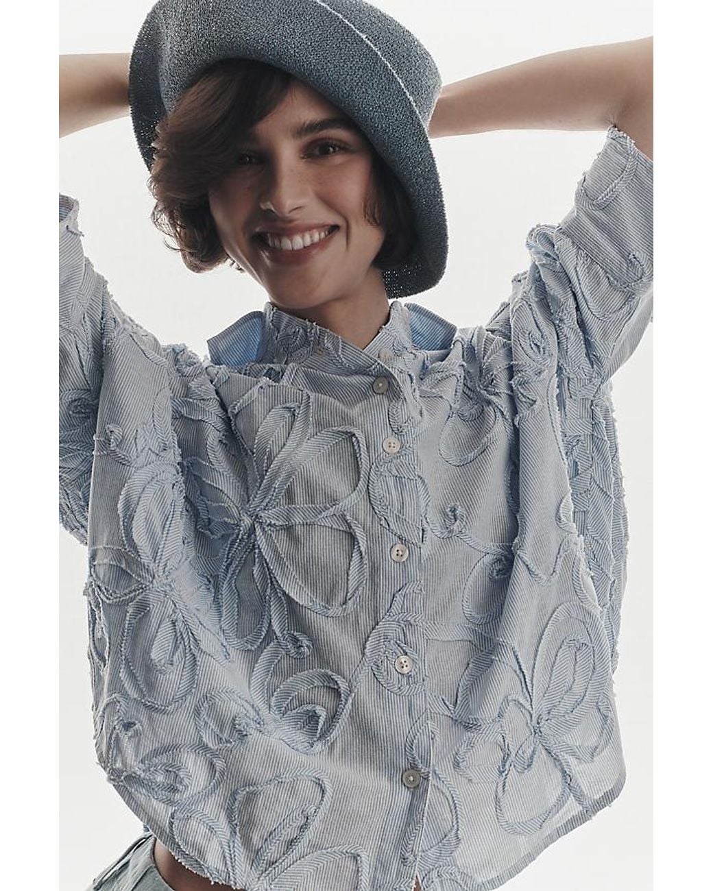 Maeve Blue The Mabel Boxy Oxford Shirt By