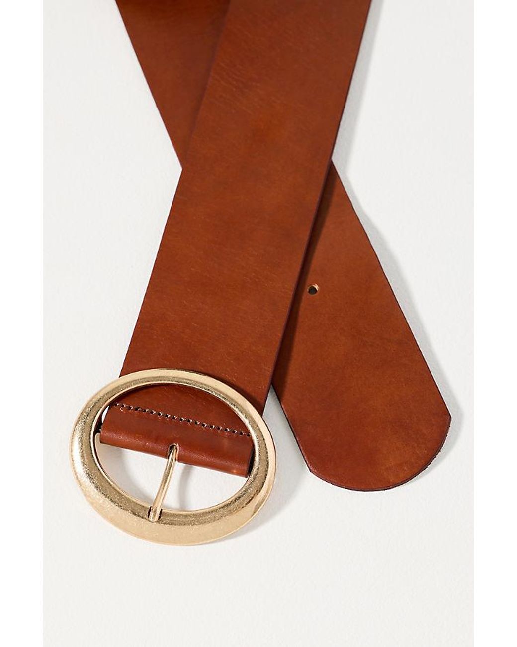 By Anthropologie Brown Wide Oval Buckle Belt