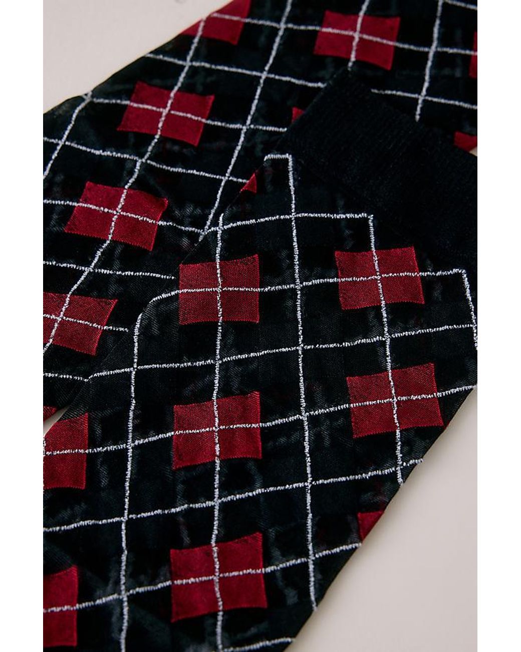 By Anthropologie Black Argyle Sheer Calf Length Socks