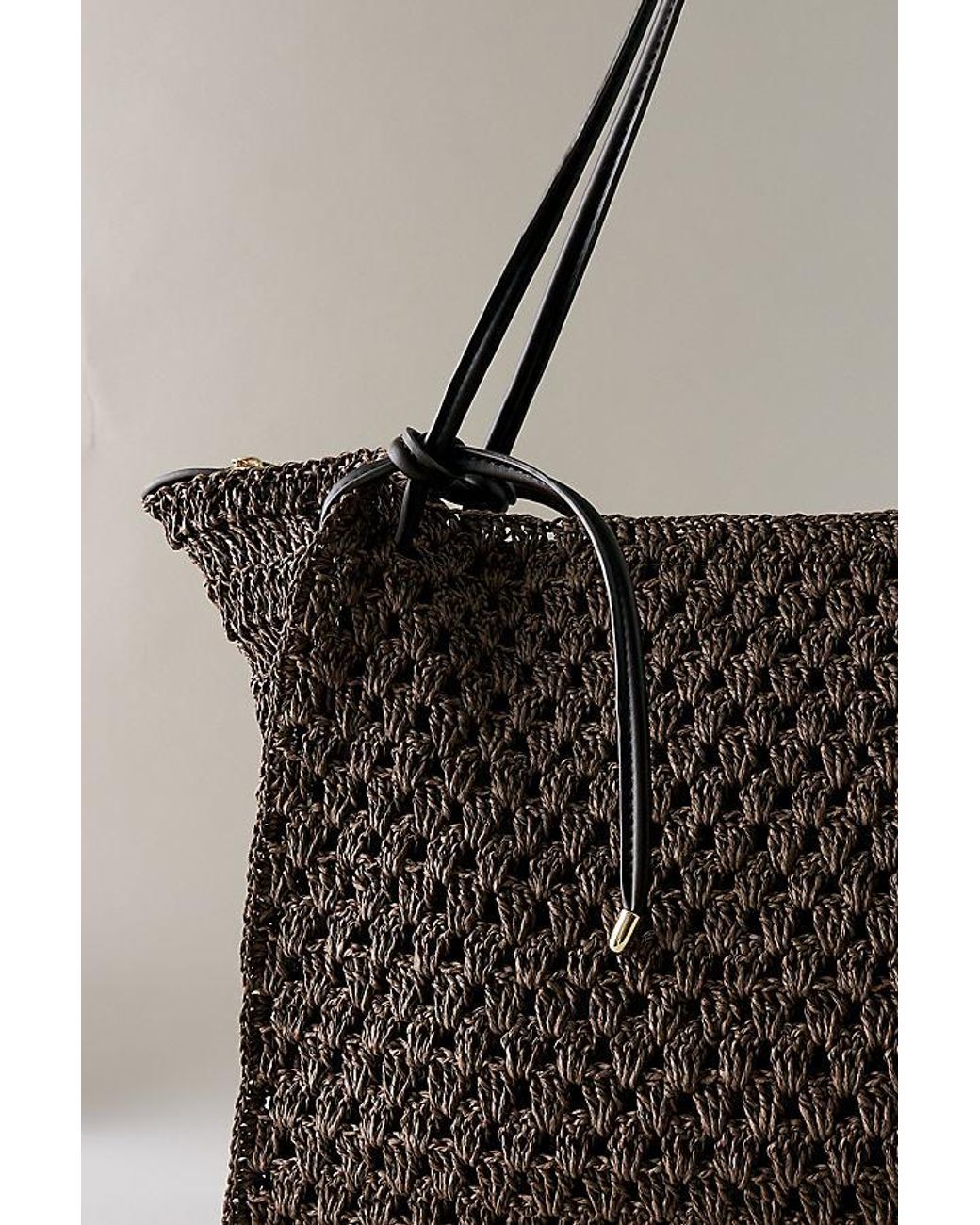 Dolce Vita Black Ravello Raffia Shoulder Bag
