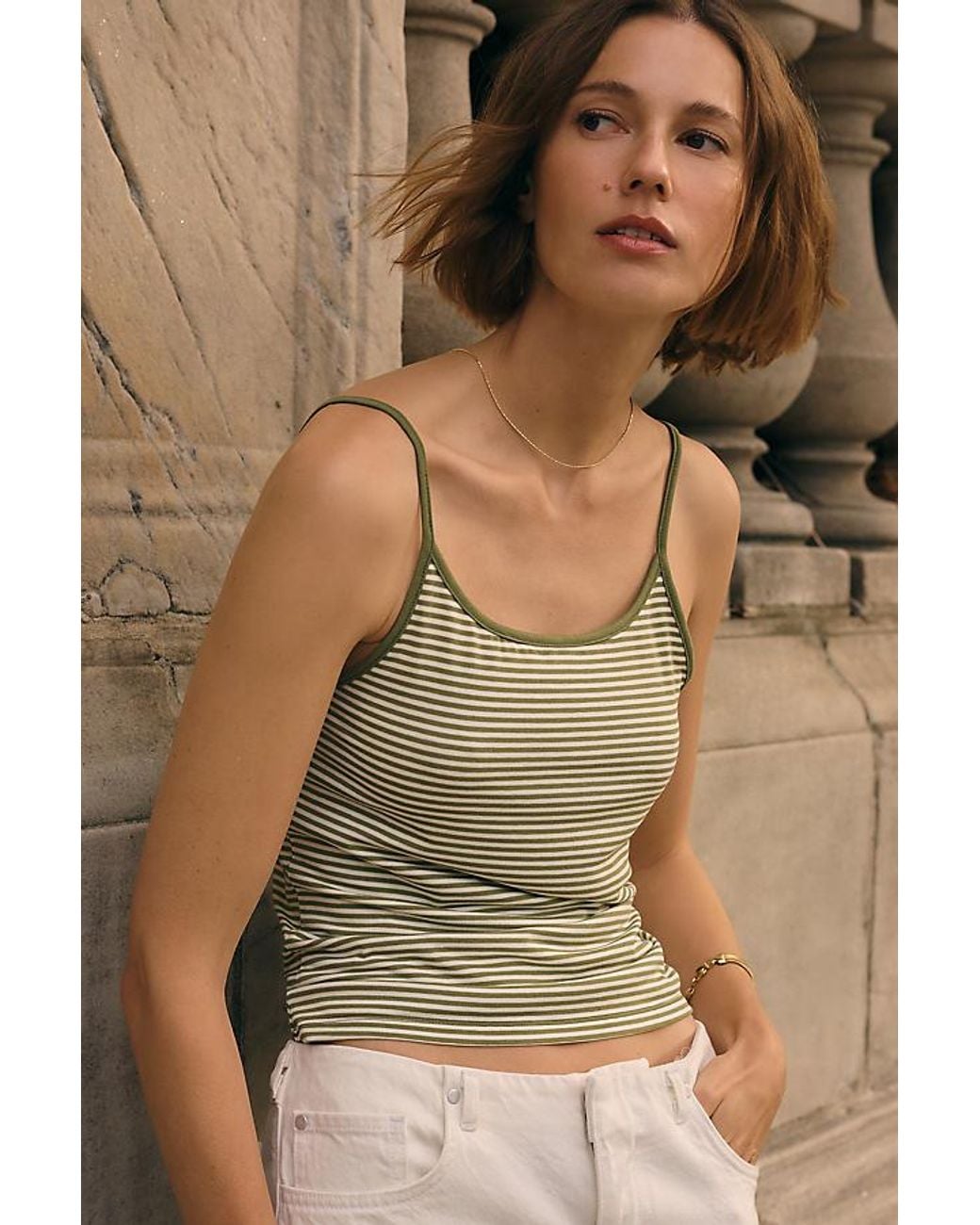 By Anthropologie Green Surrey '90S Strappy Scoop Tank Top
