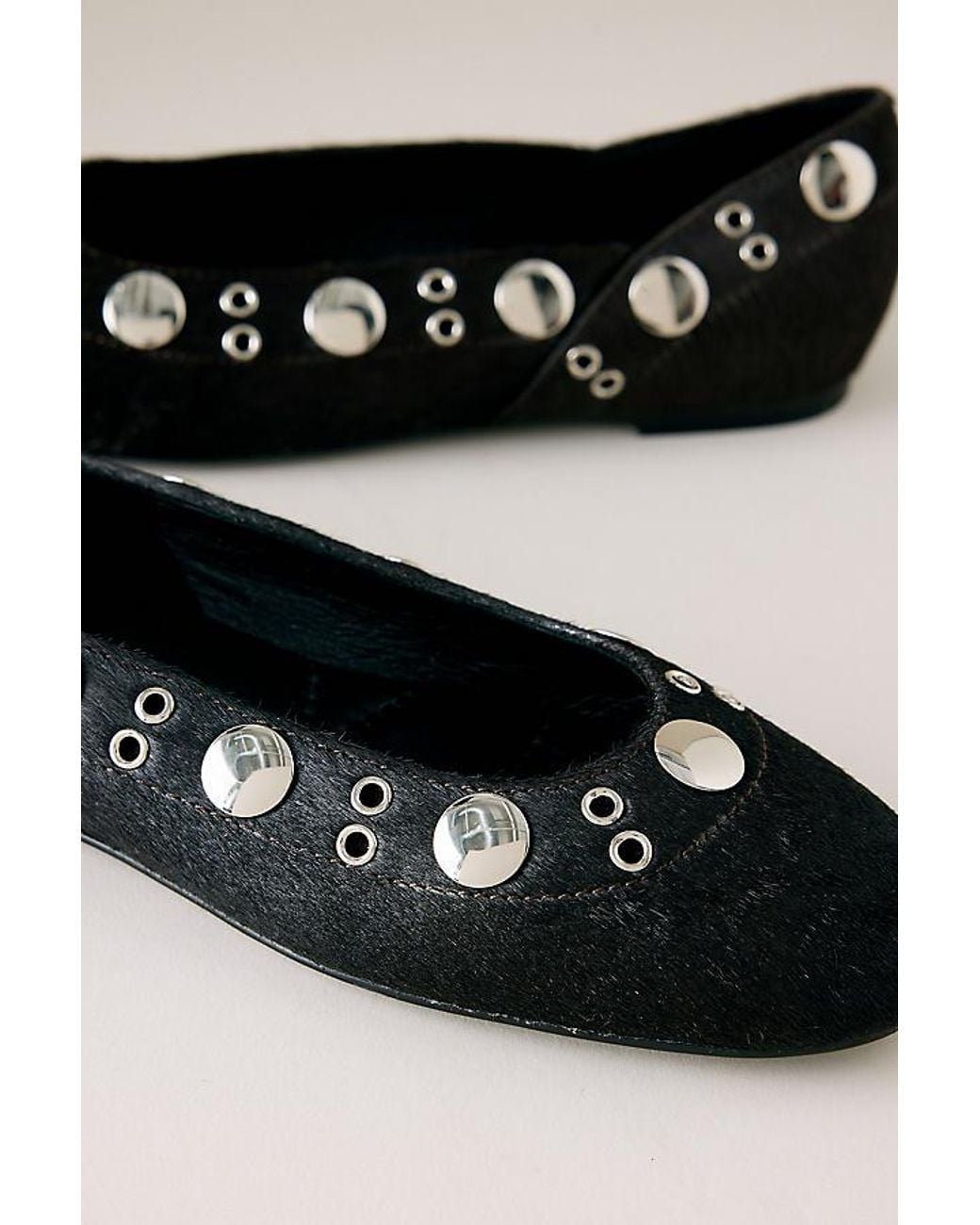 Bibi Lou Black Faux-Pony Fur Ballet Flats