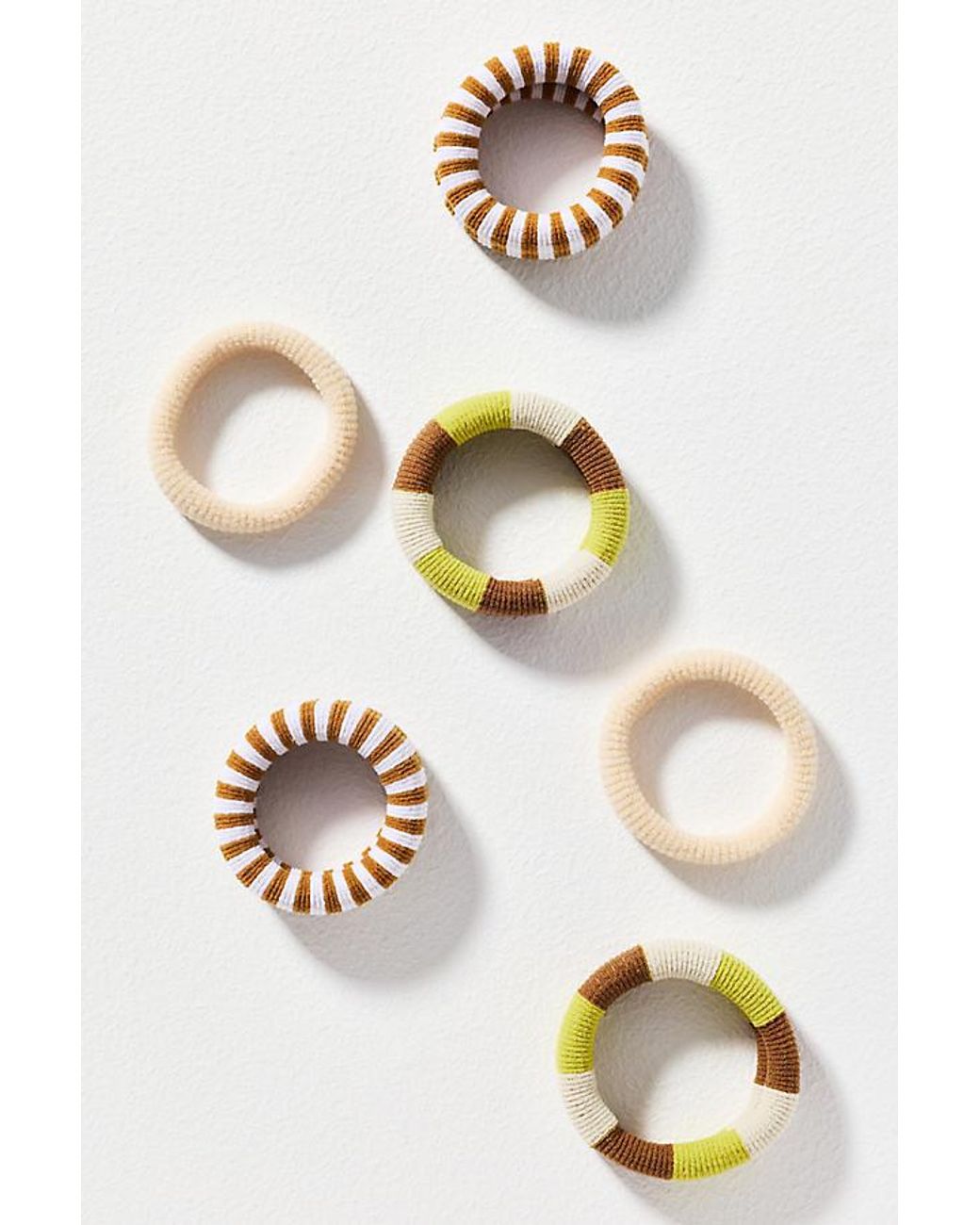 By Anthropologie White Striped Hair Ties, Set Of 6