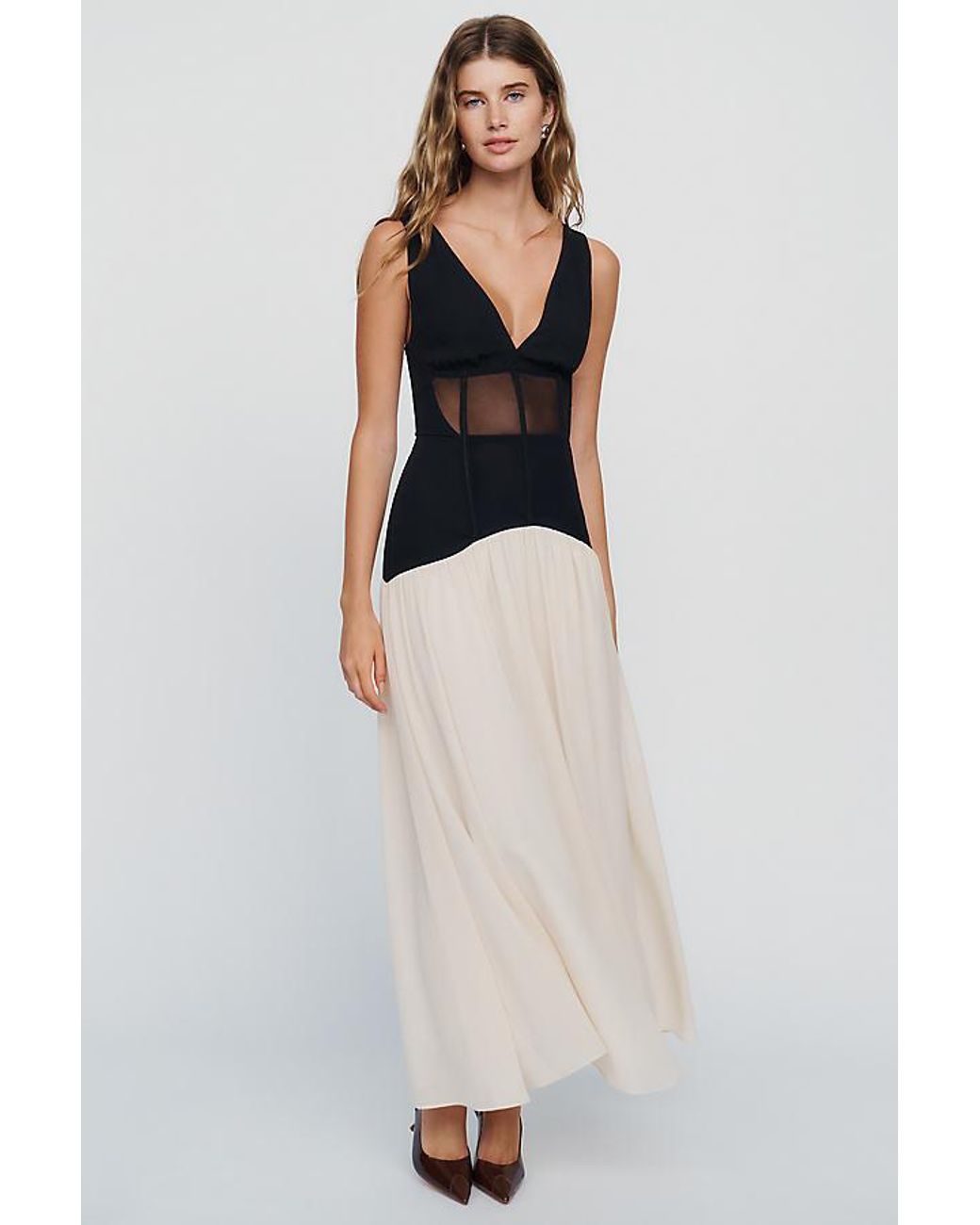 Siempre Black Knit Sheer Maxi Dress