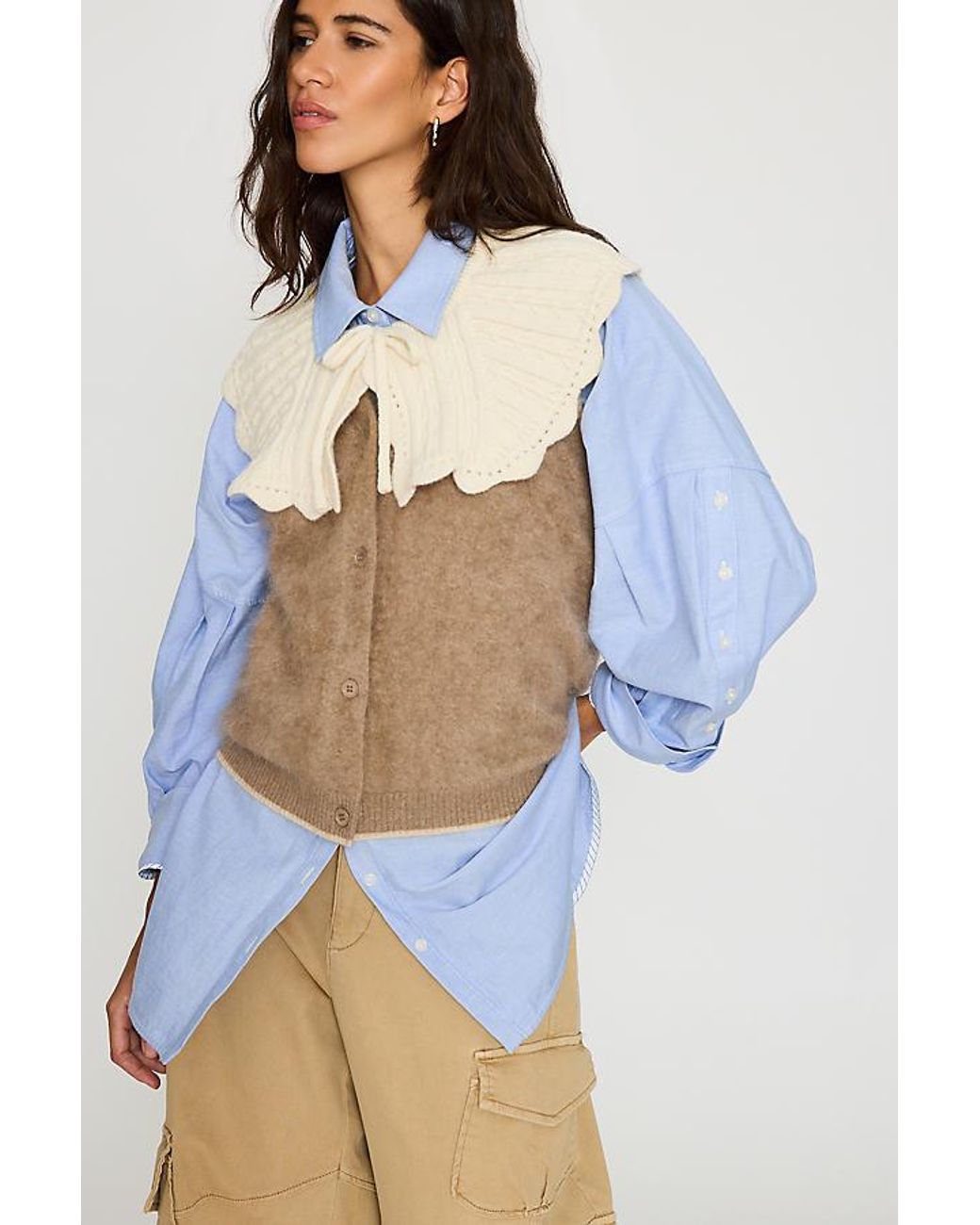 By Anthropologie Blue Knit Collar