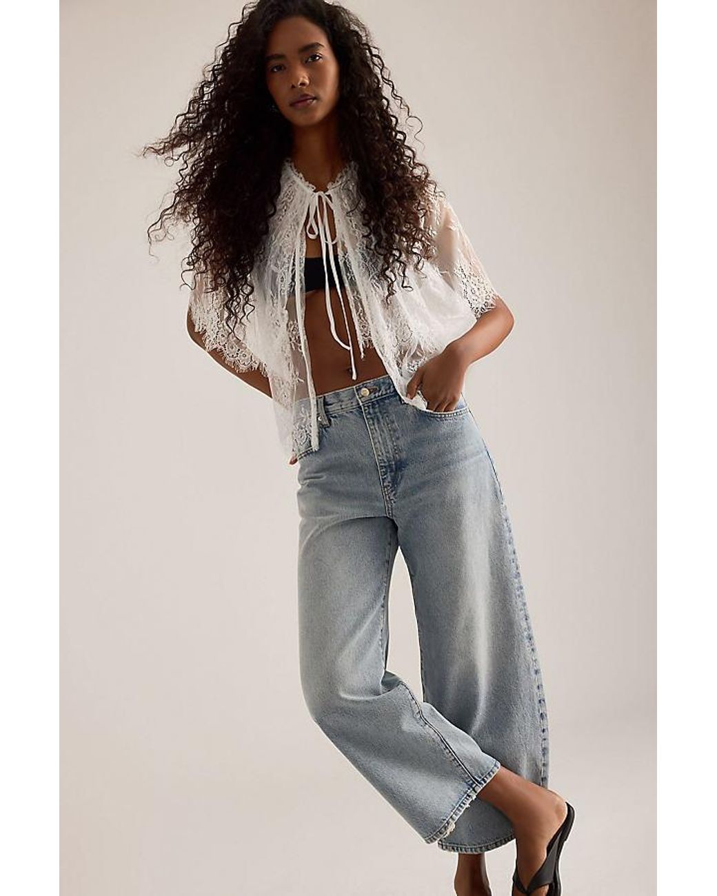 FRAME Blue The Bow Crop Jeans