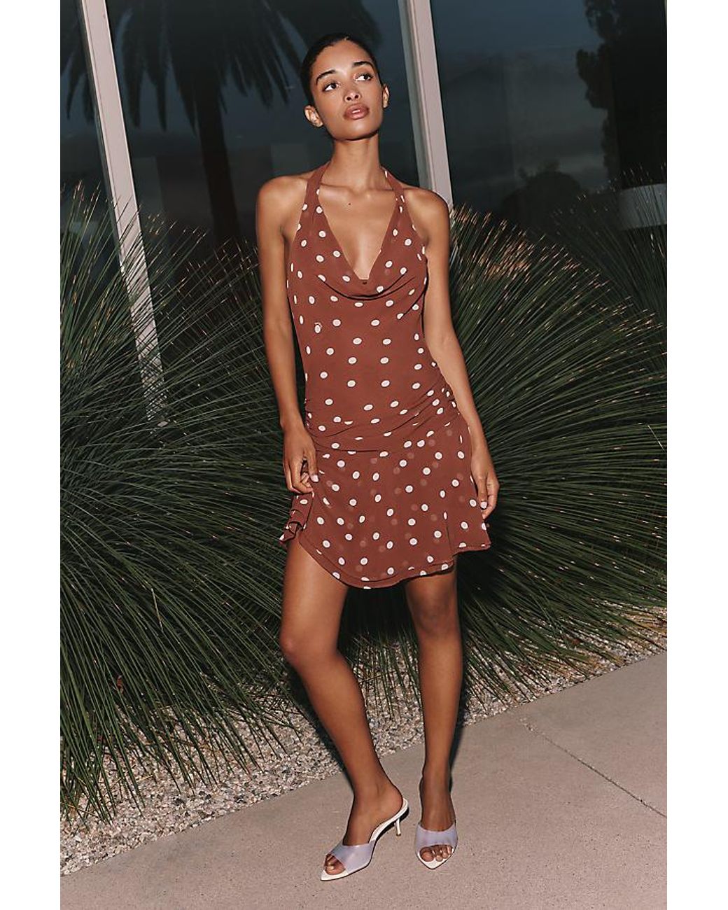 Maeve Brown Halter Mini Dress