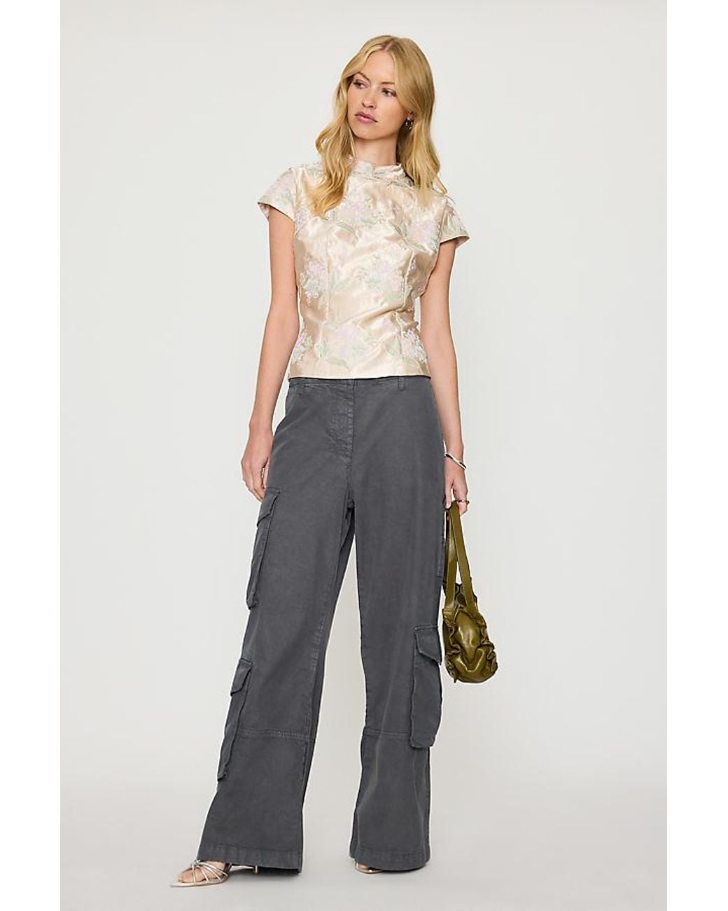 By Anthropologie White Mandarin Collar Top