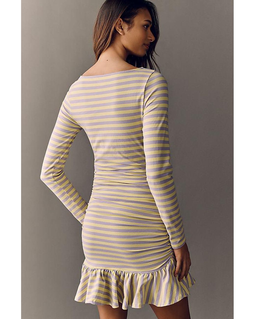 Daily Practice Gray Drop-Waist Long-Sleeve Mini Dress