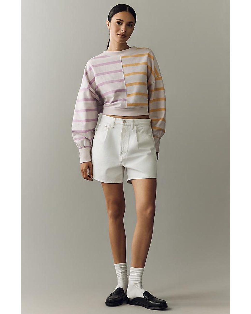 Daily Practice Brown Cotton Stripe Long-Sleeve Top
