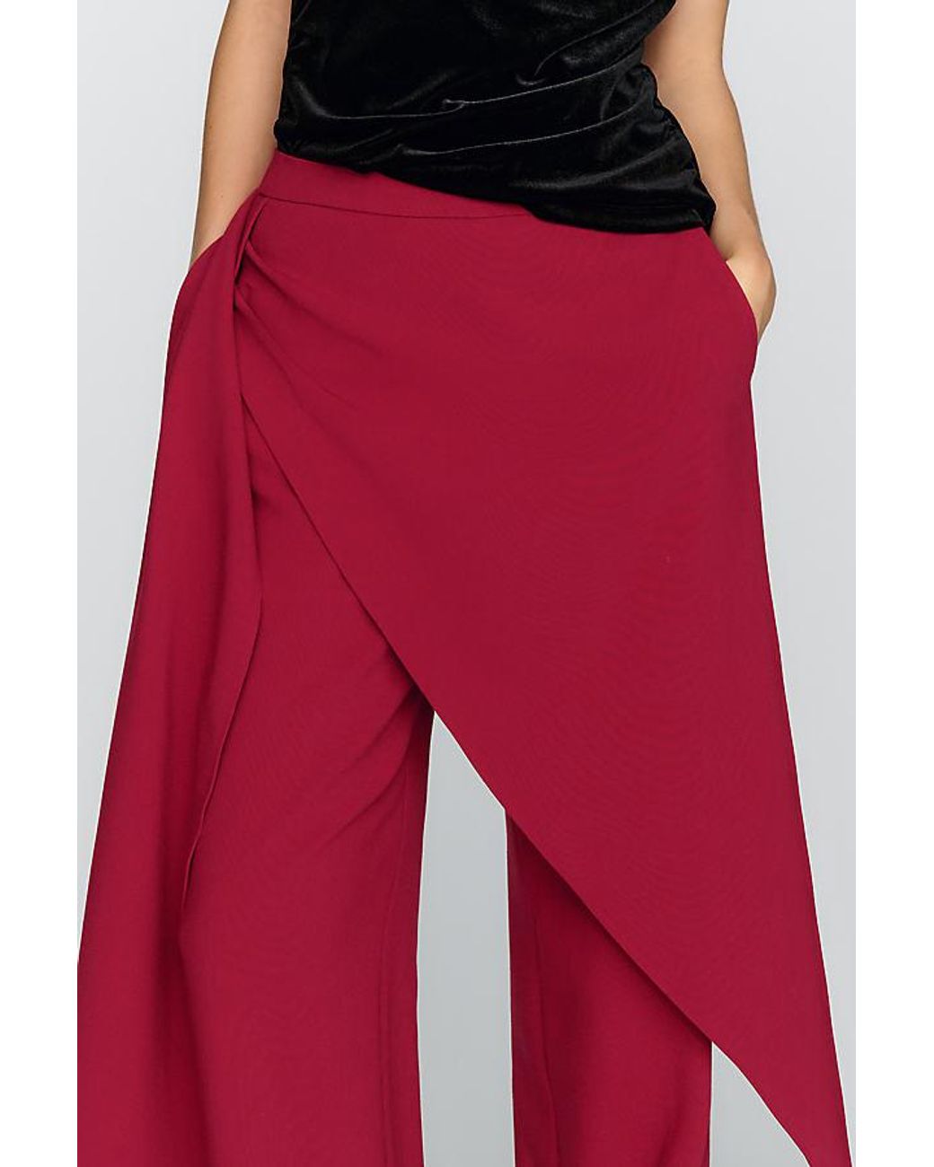 Maeve Red High-Rise Straight-Leg Skirt Trousers