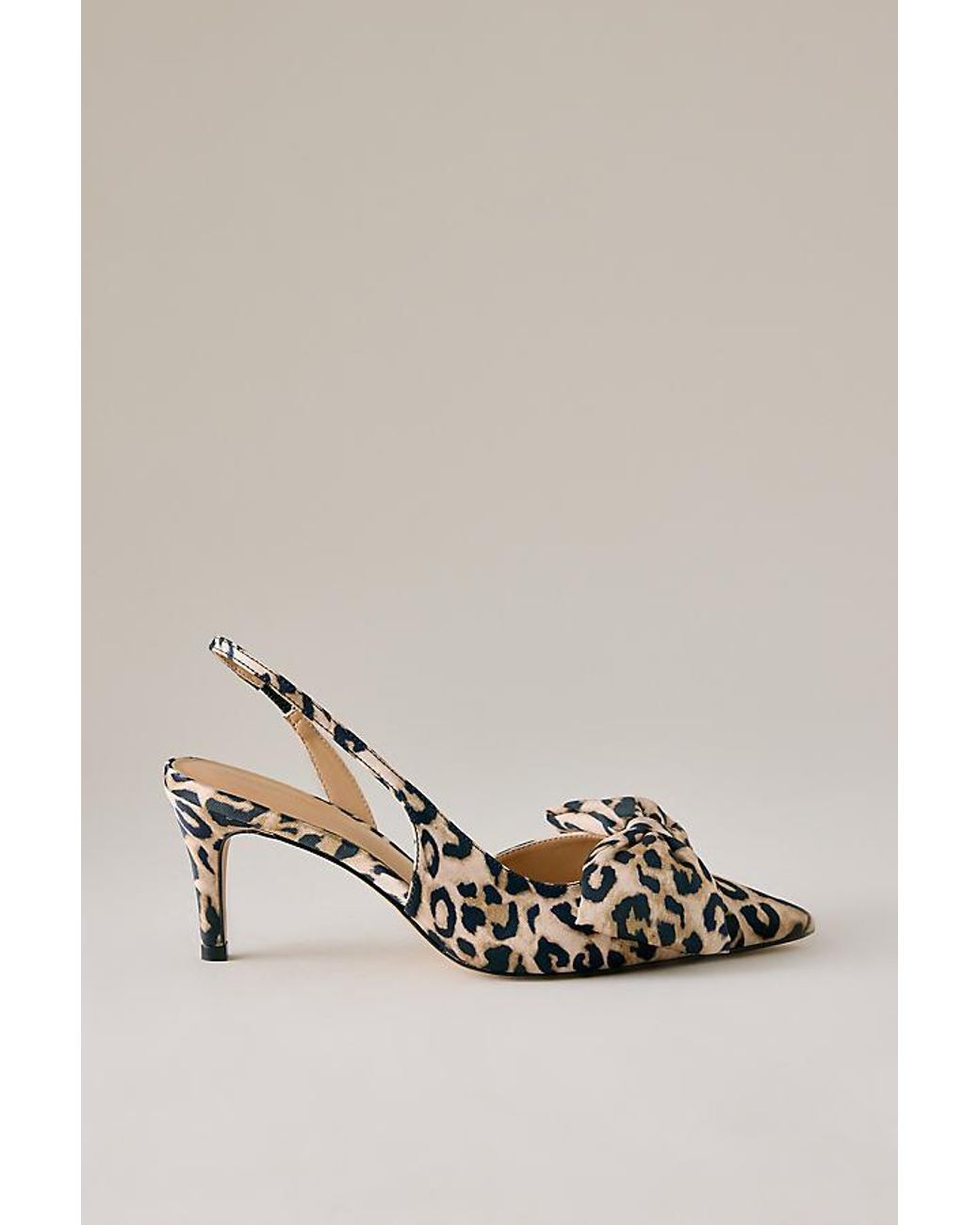 By Anthropologie Multicolor Leopard Satin Bow Slingback Heels