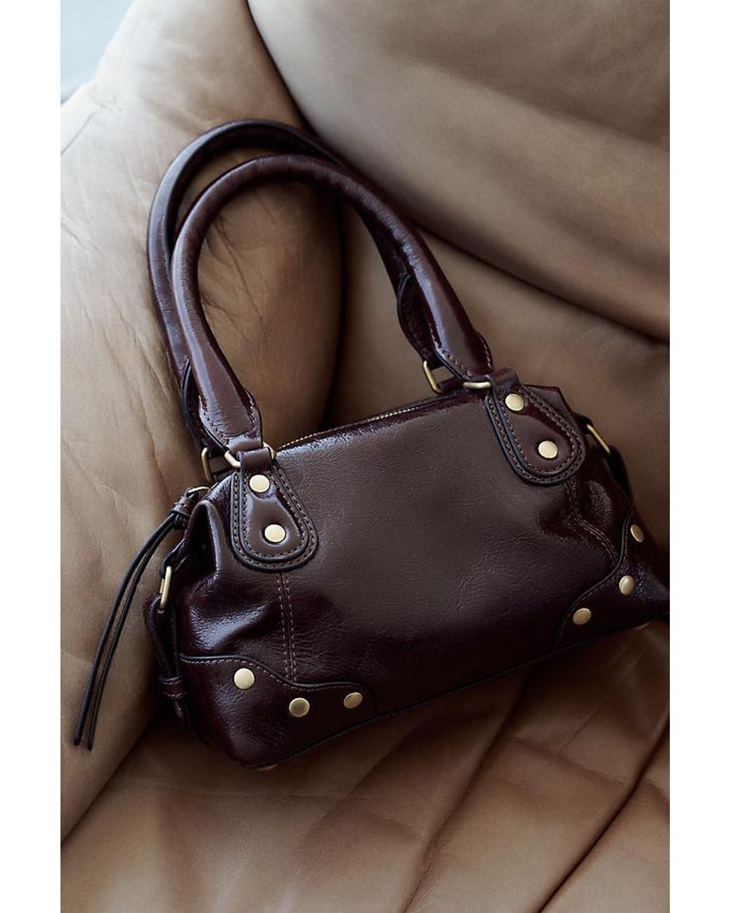 By Anthropologie Purple Arina Leather Mini Satchel Bag