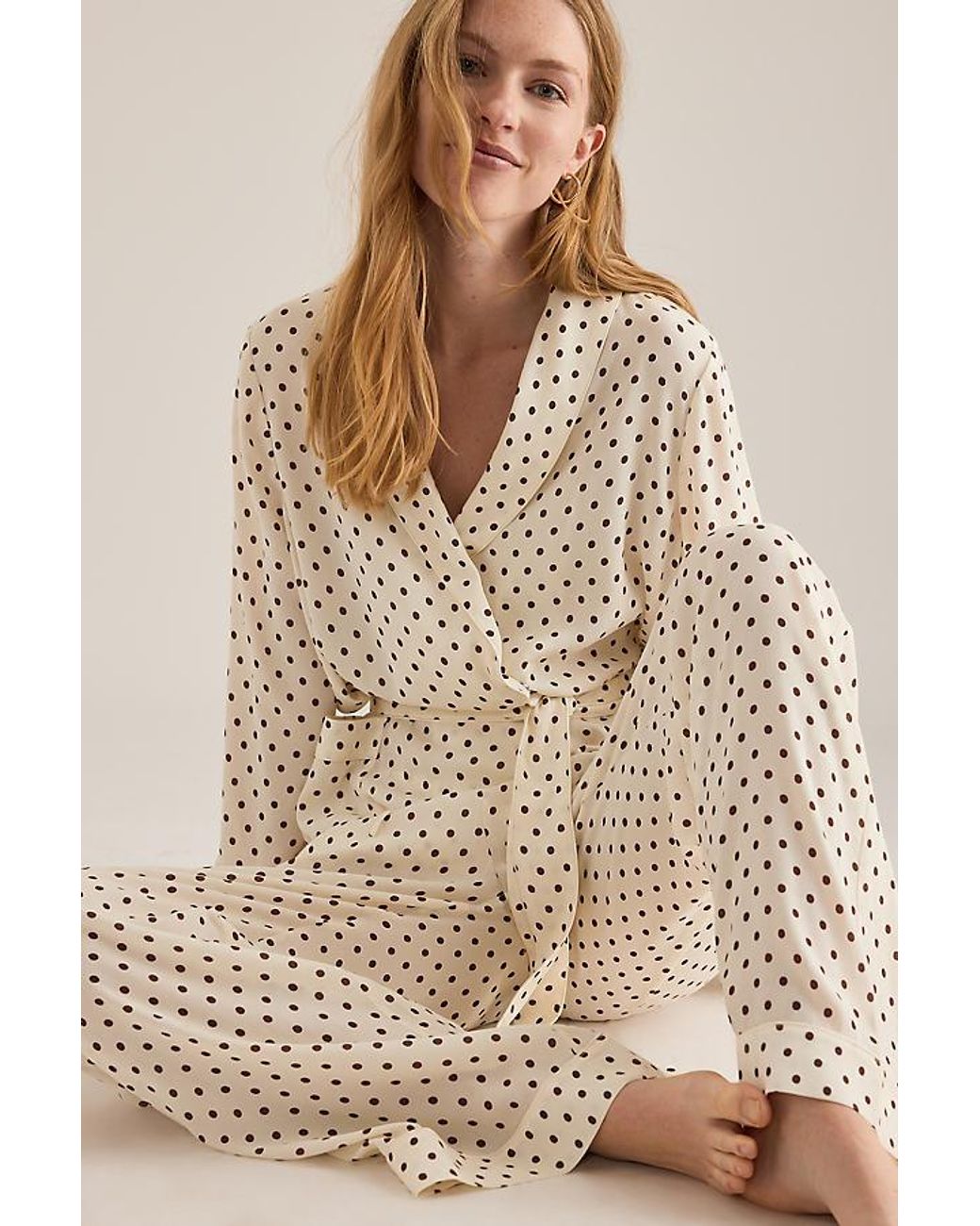 It's 9pm Natural Rizzo Polka Dot Suit Long Pyjama Set