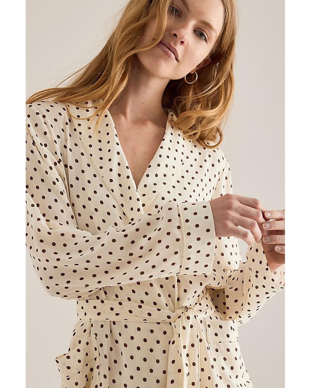 It's 9pm Natural Rizzo Polka Dot Suit Long Pyjama Set