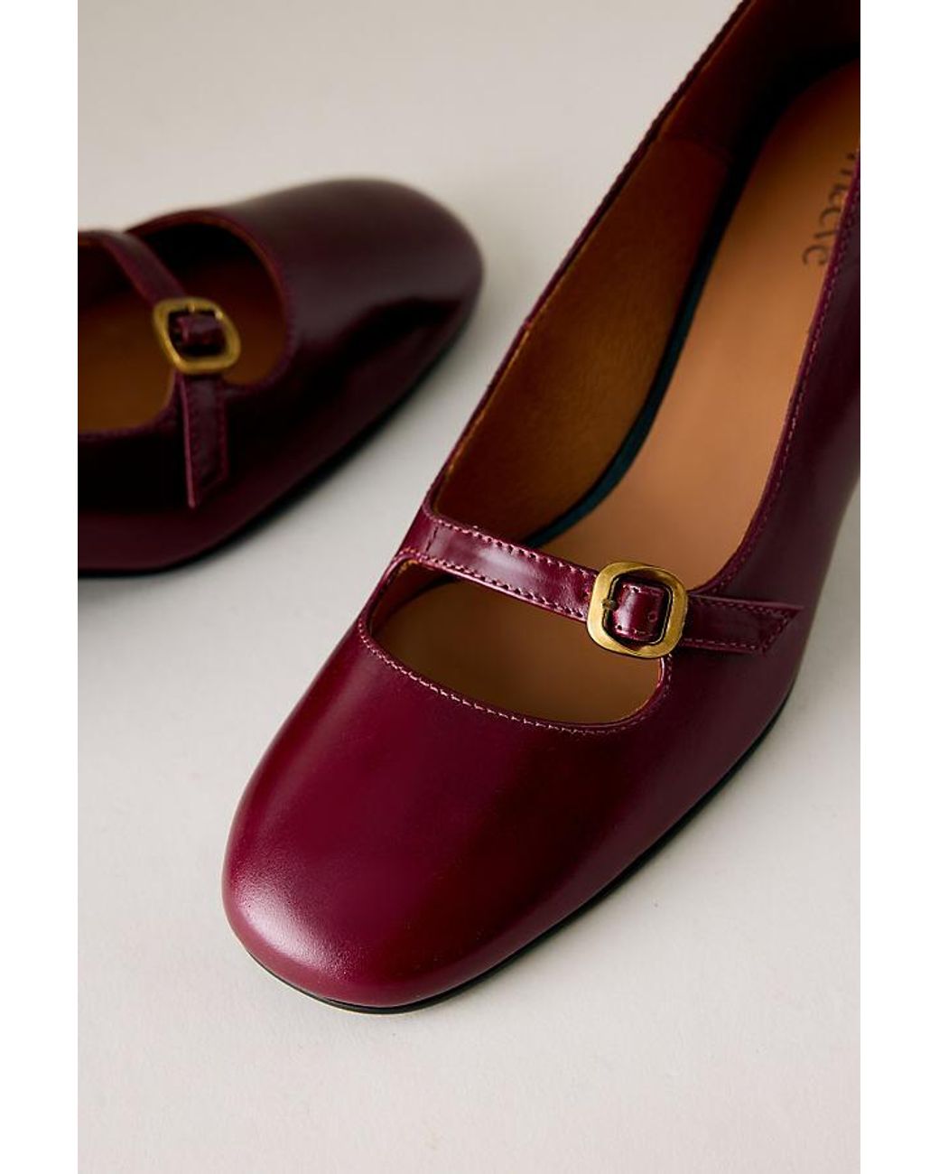 Maeve Brown Mini Buckle Pumps