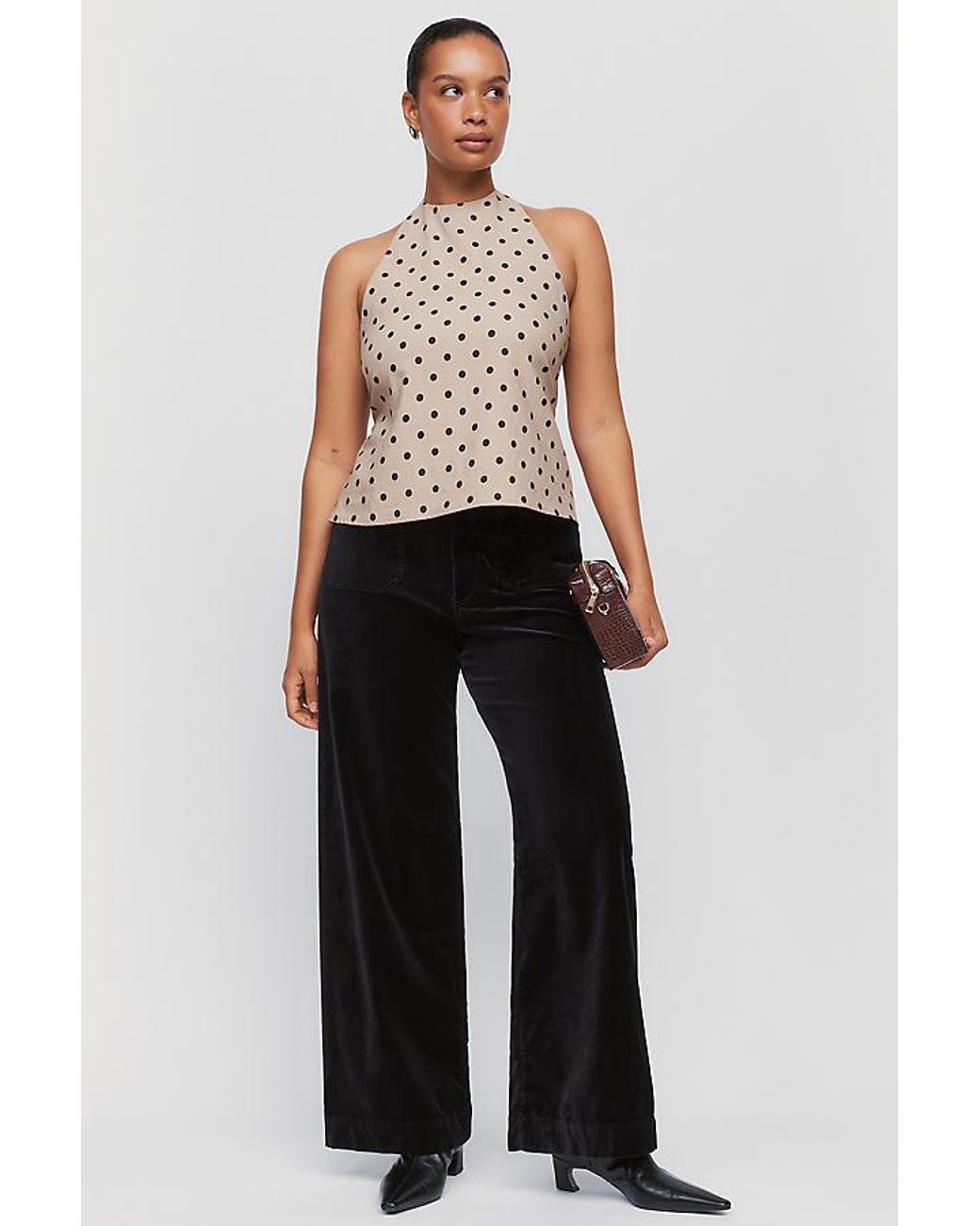 Maeve Blue The Colette Full-Length Velvet Trousers By