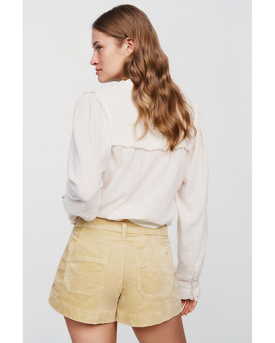 Pilcro Natural Hanna High-Rise Corduroy Shorts
