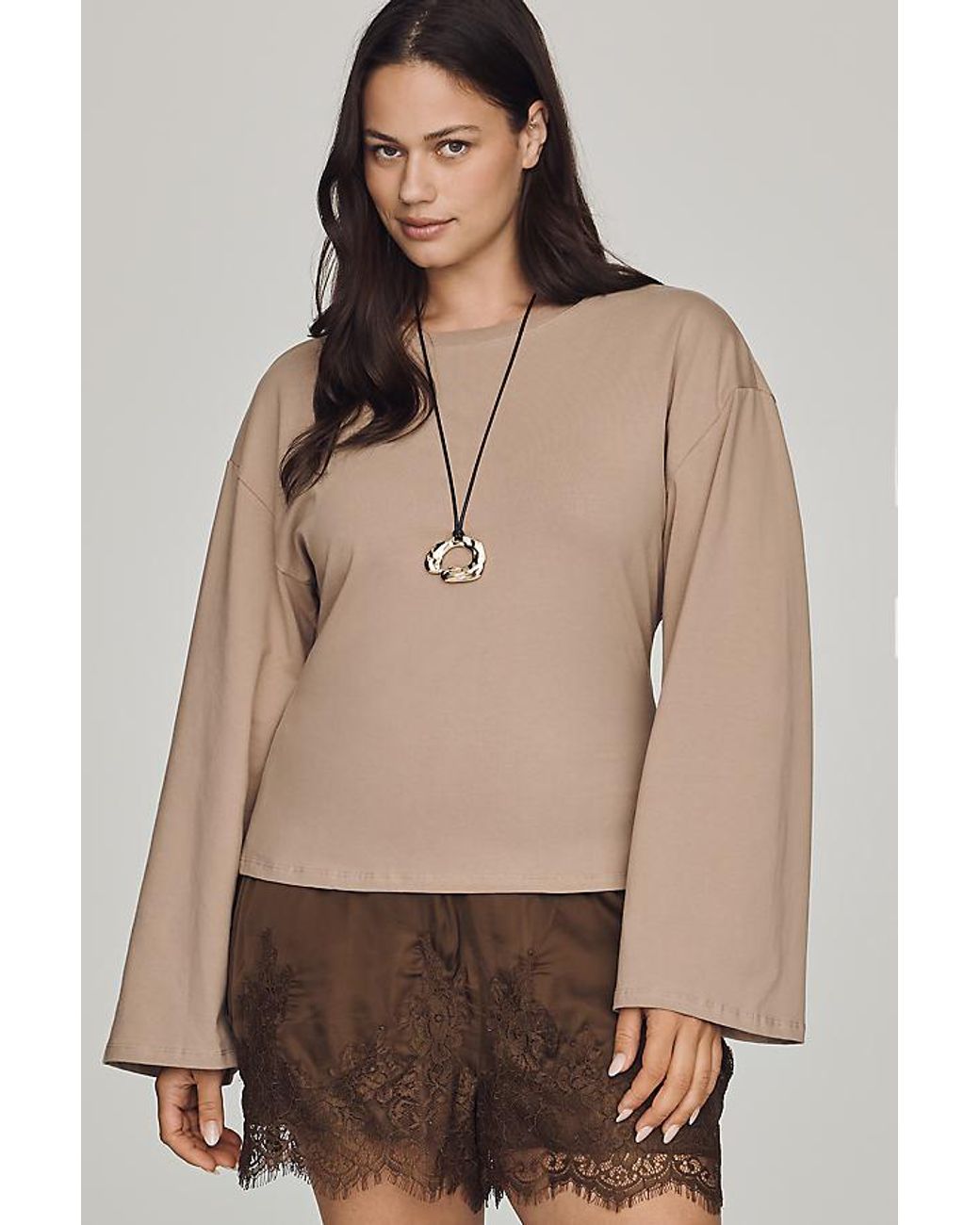 Maeve Natural Waisted Long-Sleeve Top