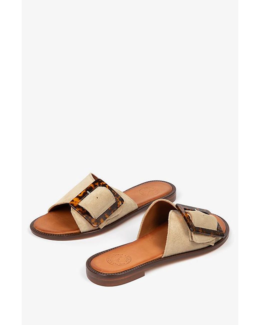 Penelope Chilvers Natural Biarritz Buckle Slide Sandals
