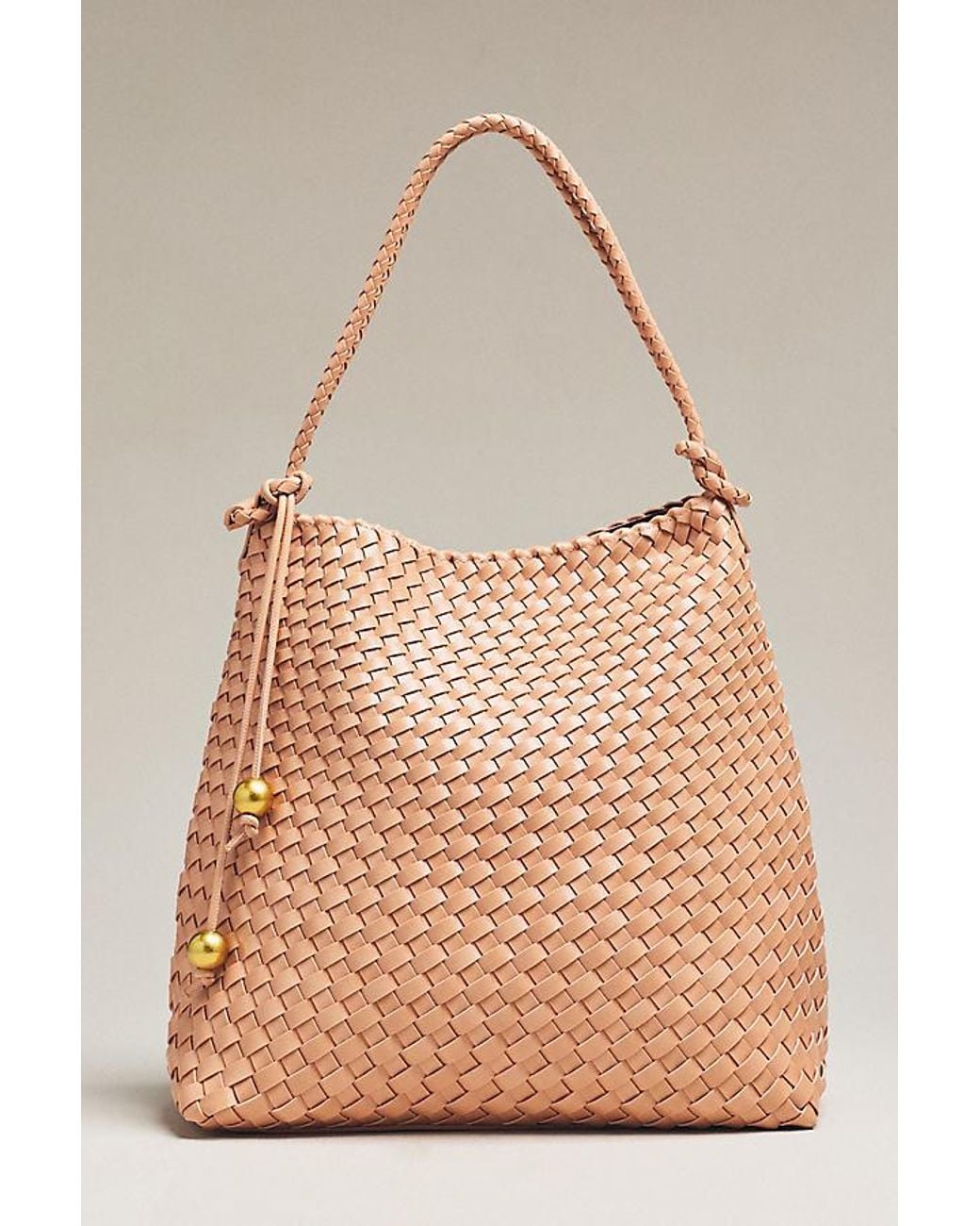 By Anthropologie Natural Woven Knotted-Strap Bucket Bag