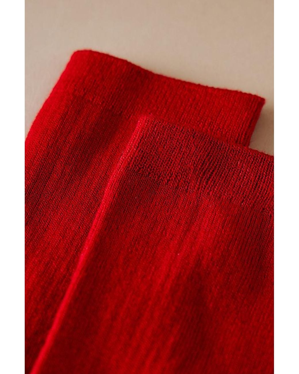 By Anthropologie Red Ribbed Trouser Socks