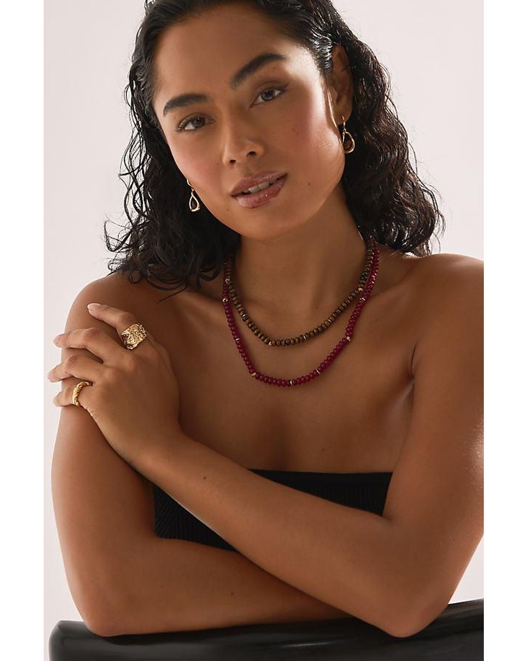 By Anthropologie Pink Beaded Necklace