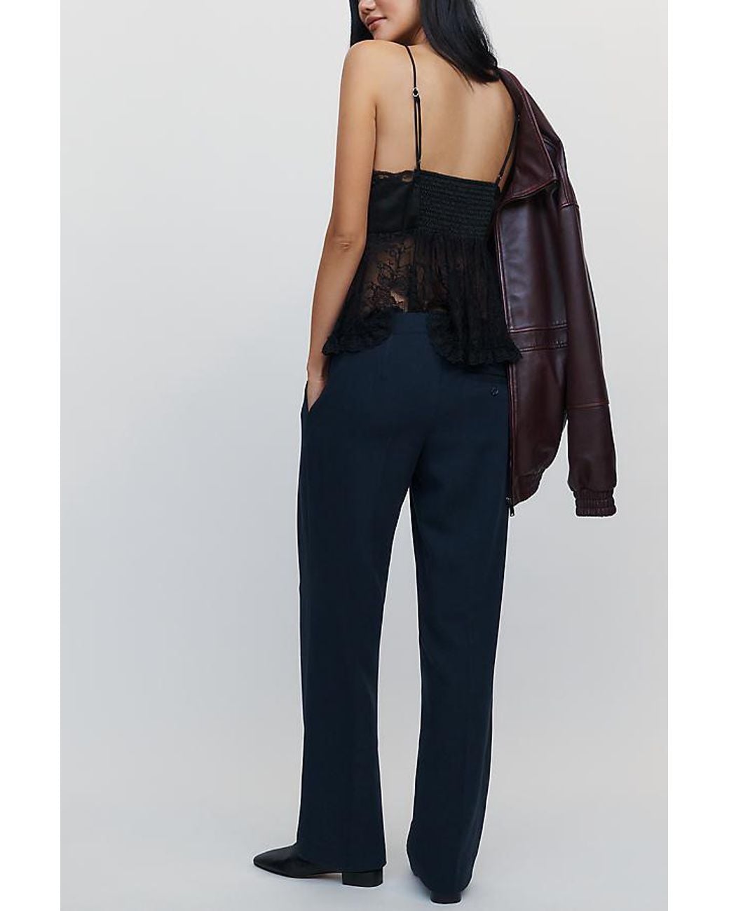 Maeve Blue Heddie High-Rise Pleated Trousers