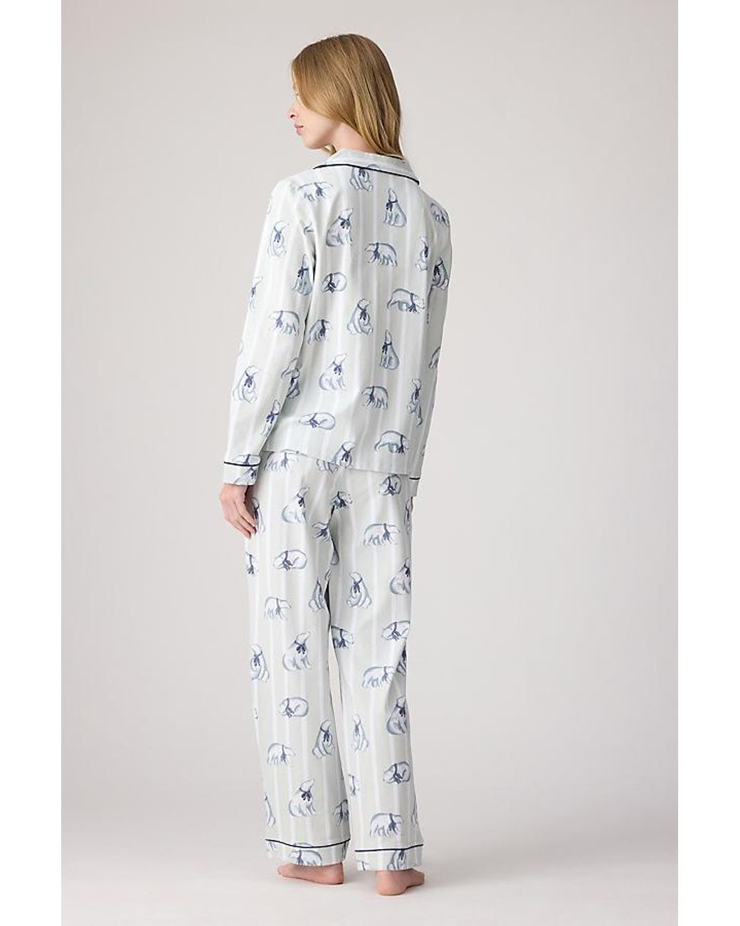 Chelsea Peers White Polar Bear Stripe Print Long Pyjama Set
