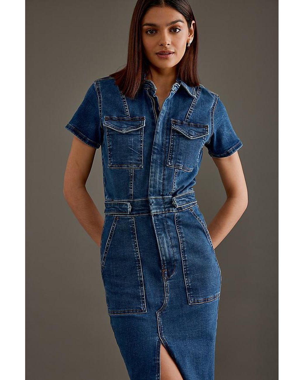 slim fit dress slacks Sorrento Linen Midi Dress main image 0