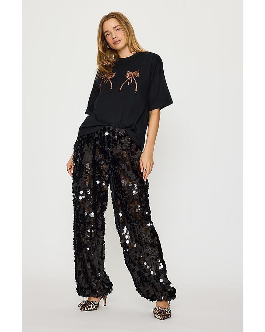 Never Fully Dressed Black Naomi Disc Sequin Balloon Trousers