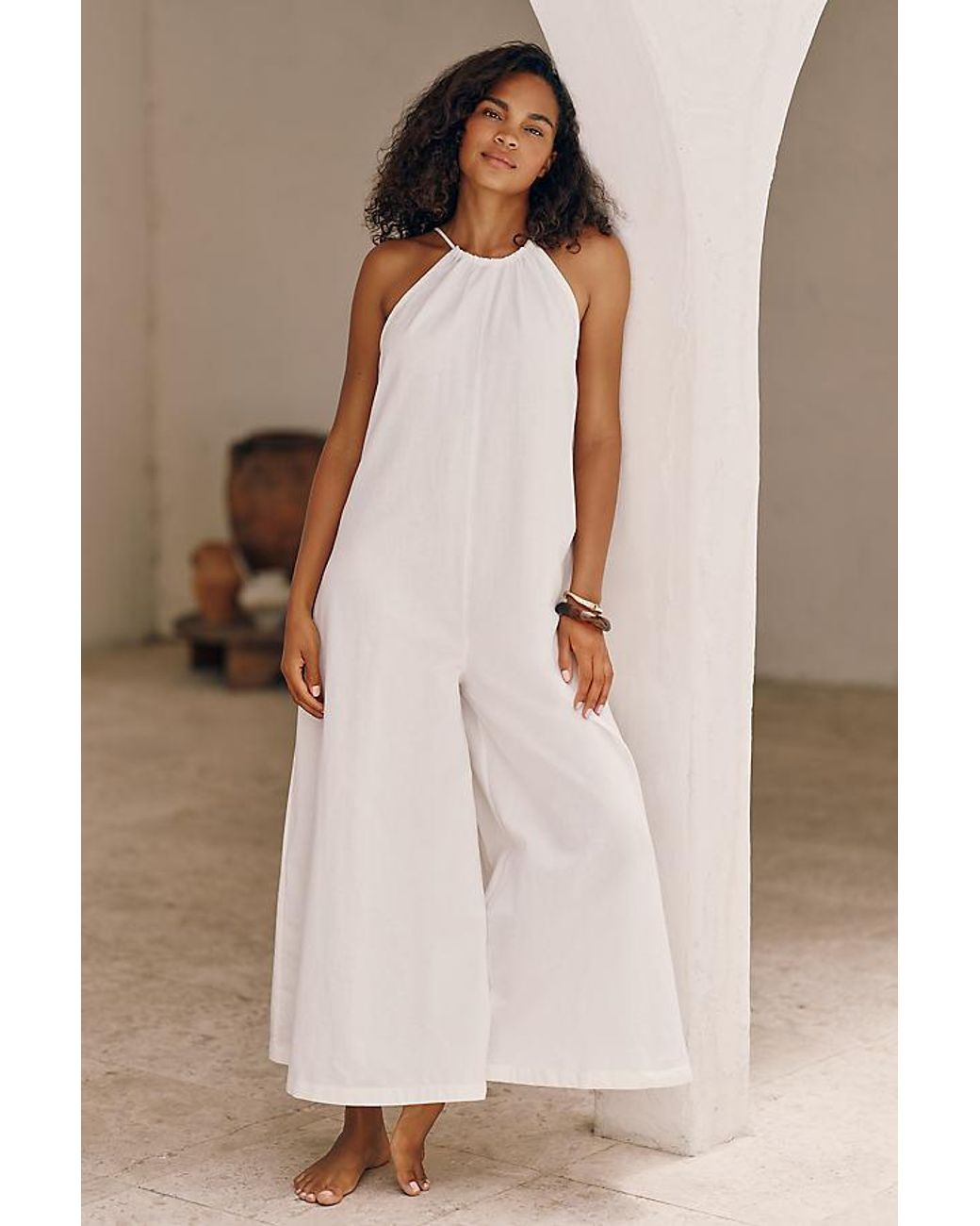 Celandine Multicolor Cotton-Linen Seashell Wide-Leg Jumpsuit