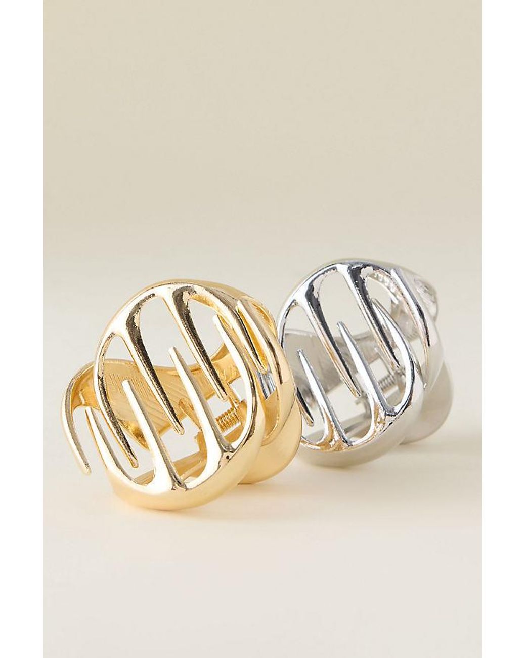 Anthropologie Natural Mixed Metal Hair Claw Clips, Set Of 2