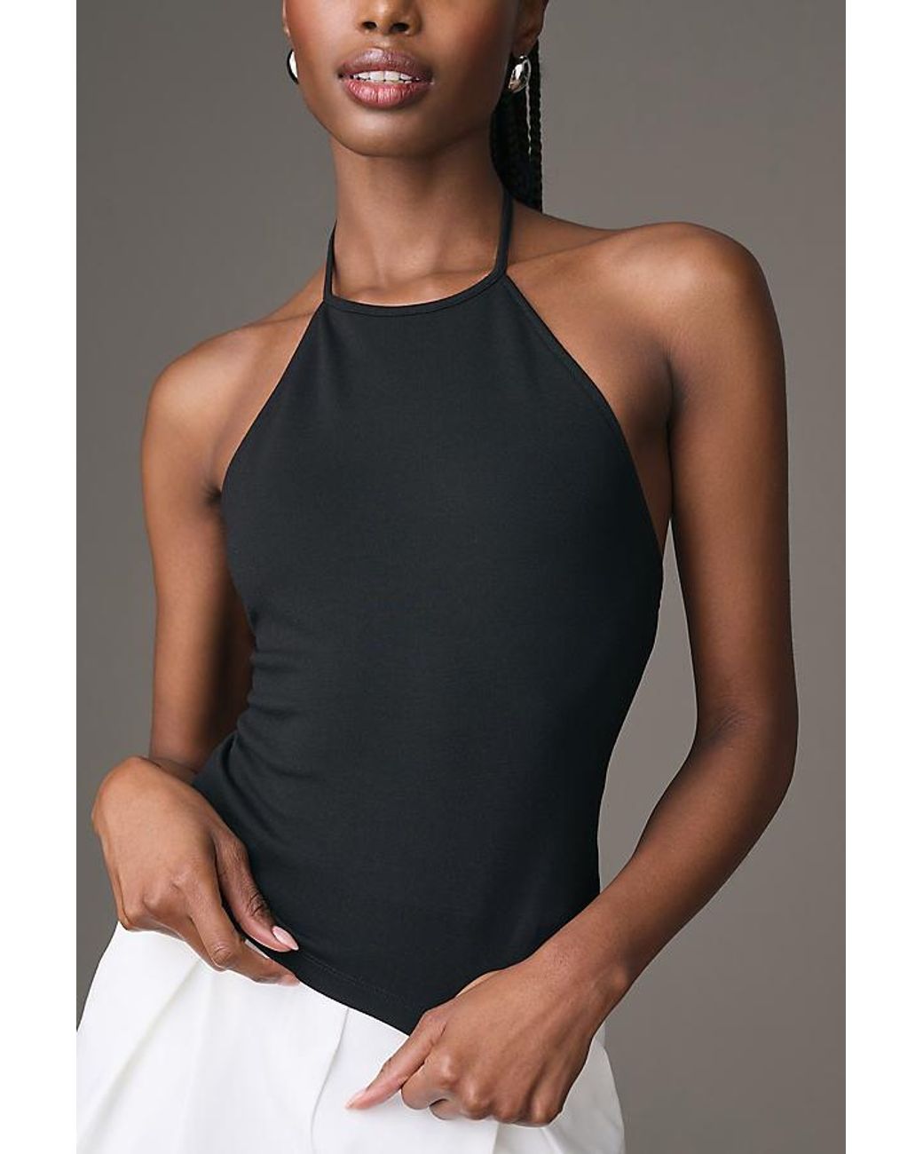 Black halter tank top sale