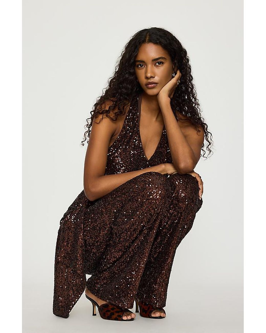 Bardot Brown Melanie Halter Sequin Top