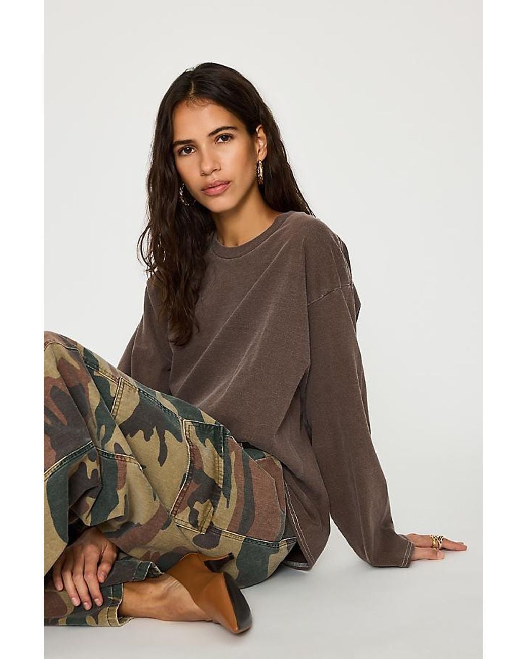 By Anthropologie Brown 100% Cotton Long-Sleeve Top