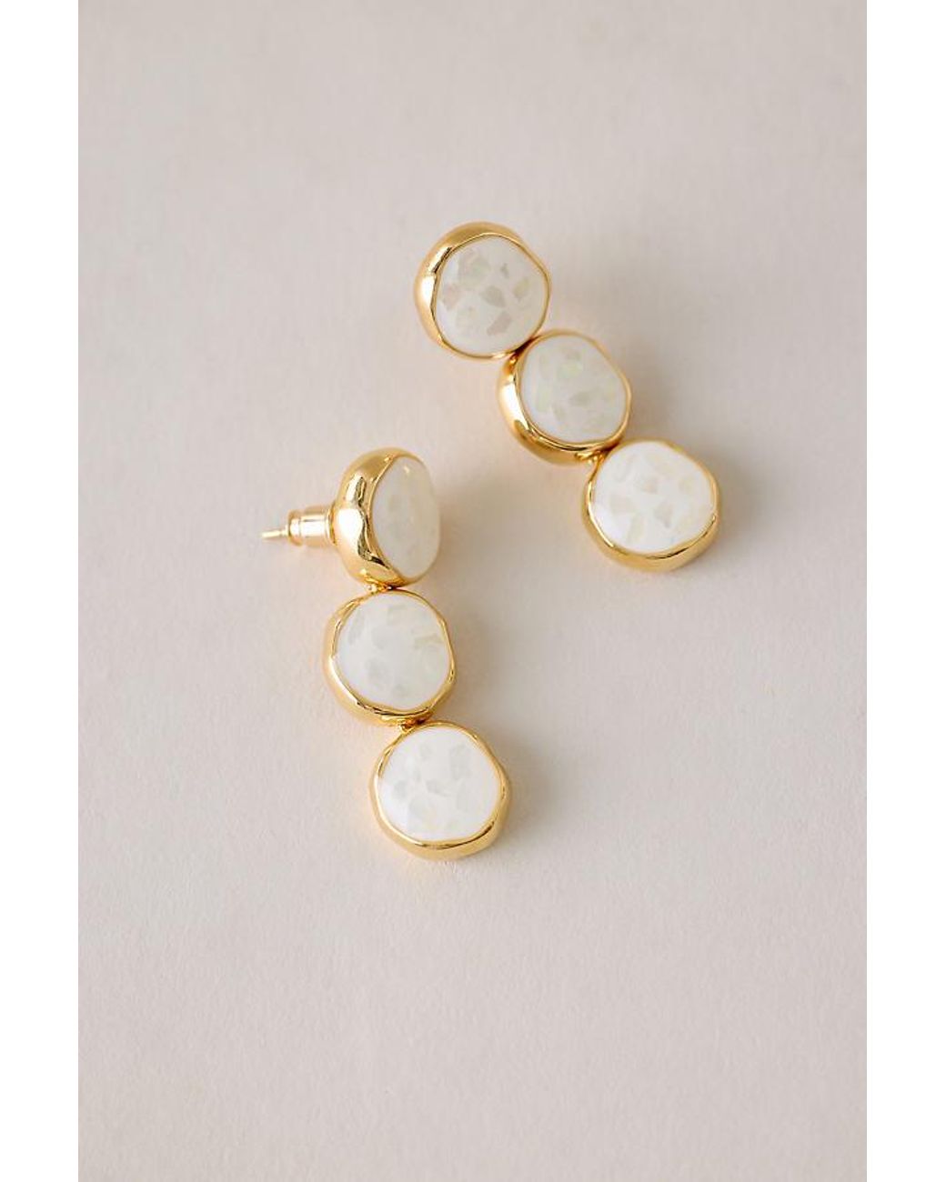 By Anthropologie Natural Plated Triple Pearl Drop Earrings