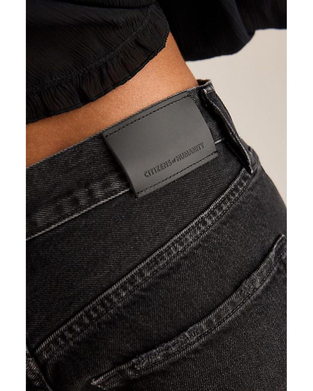 Citizens of Humanity Black Winslow Cropped Boyfriend Jeans